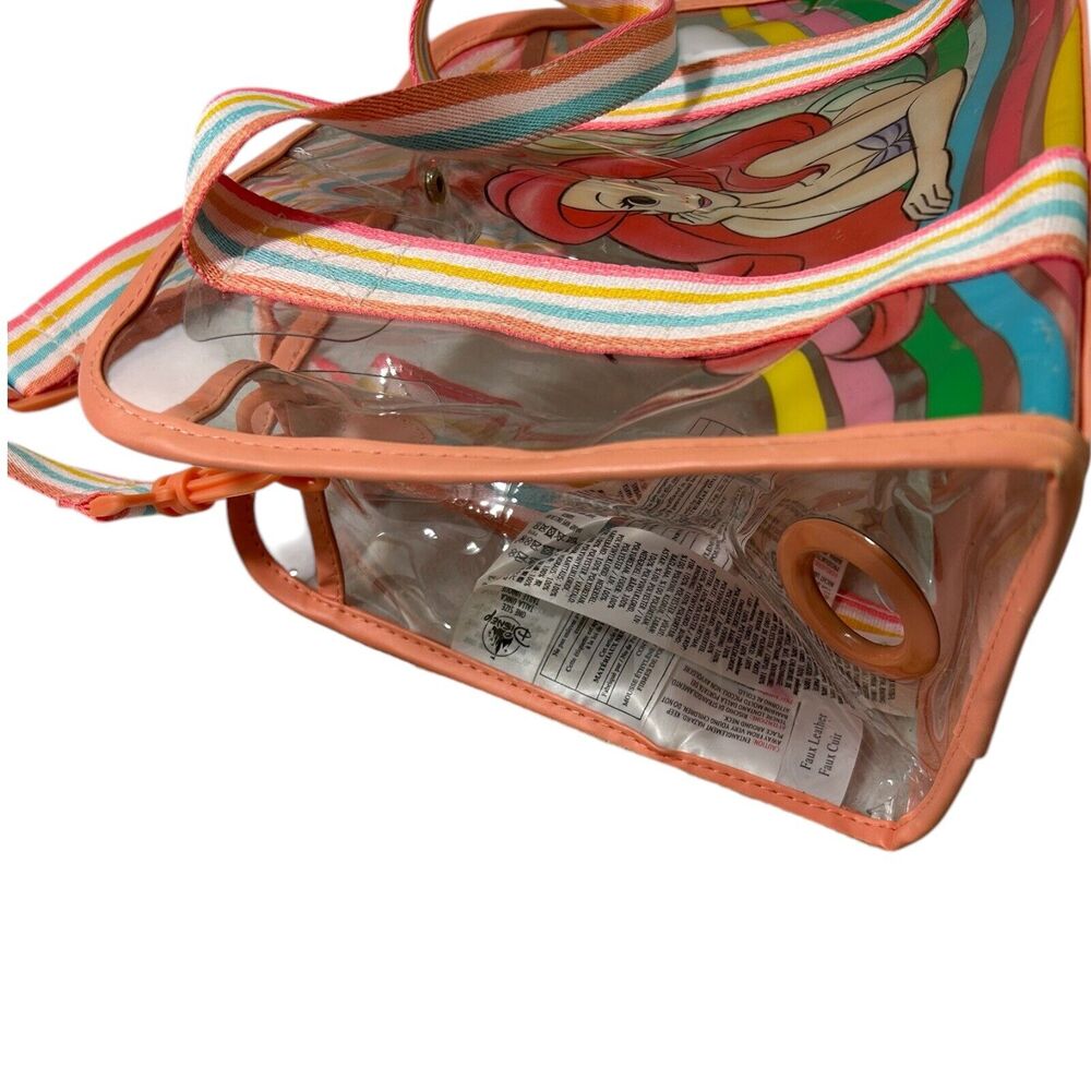 Disney Ariel Clear Crossbody Bag Rainbow Strap Pink Trim Adjustable Strap - Picture 8 of 16